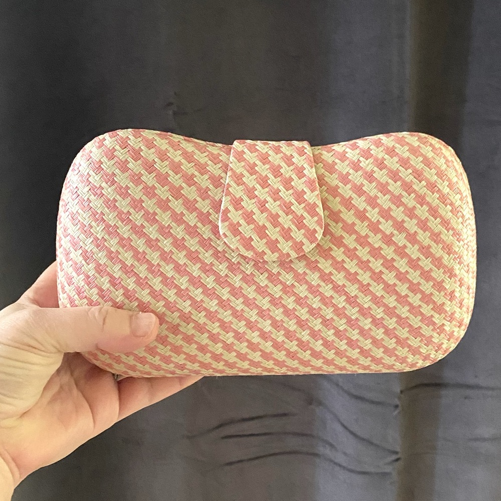 Pink and white Banana Republic clutch